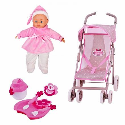 Набор Bambolina Boutique - прогулочная коляска, кукла и набор аксессуаров 